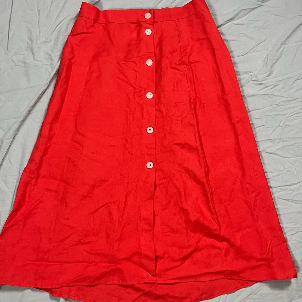 LOFT Red Button-Front Midi Skirt - Picture 1 of 4